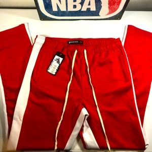 MENS 3XL BLACK KEYS RED-WHITE DRAWSTRING ELASTIC WAIST POCKETS ZIP ANKLE